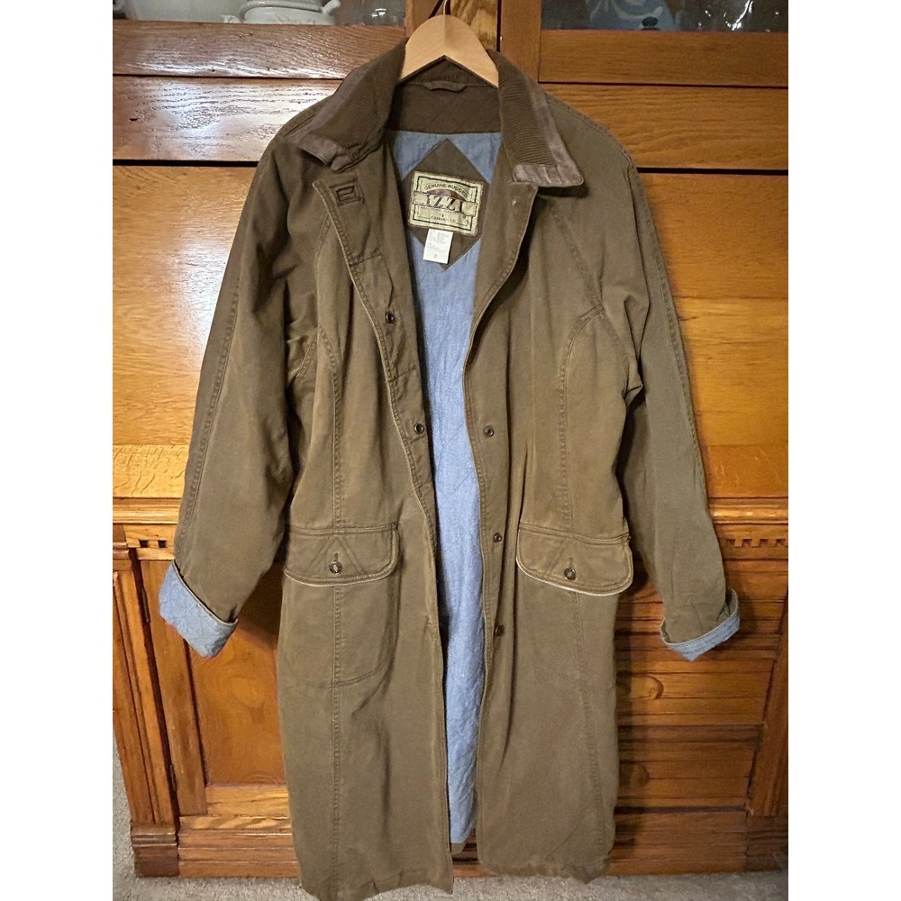 IZZI Vintage Gorpcore Utility Brown Canvas Barn Chore Coat Quilted Trench Small